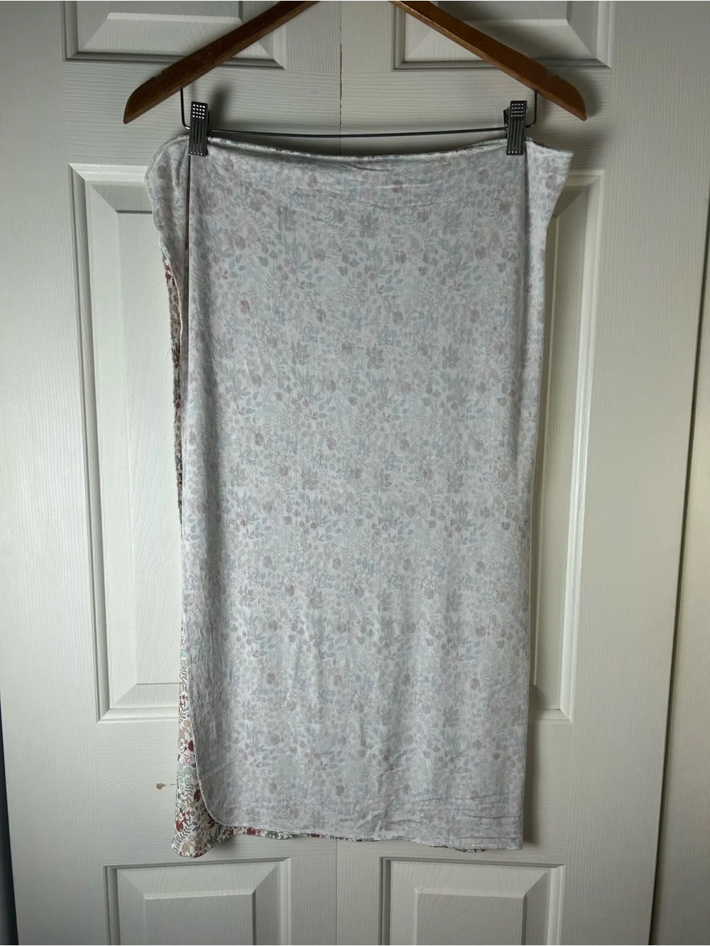 Baby Essentials Floral Leaf Swaddle Blanket Stretch Knit Tan White Green Blue